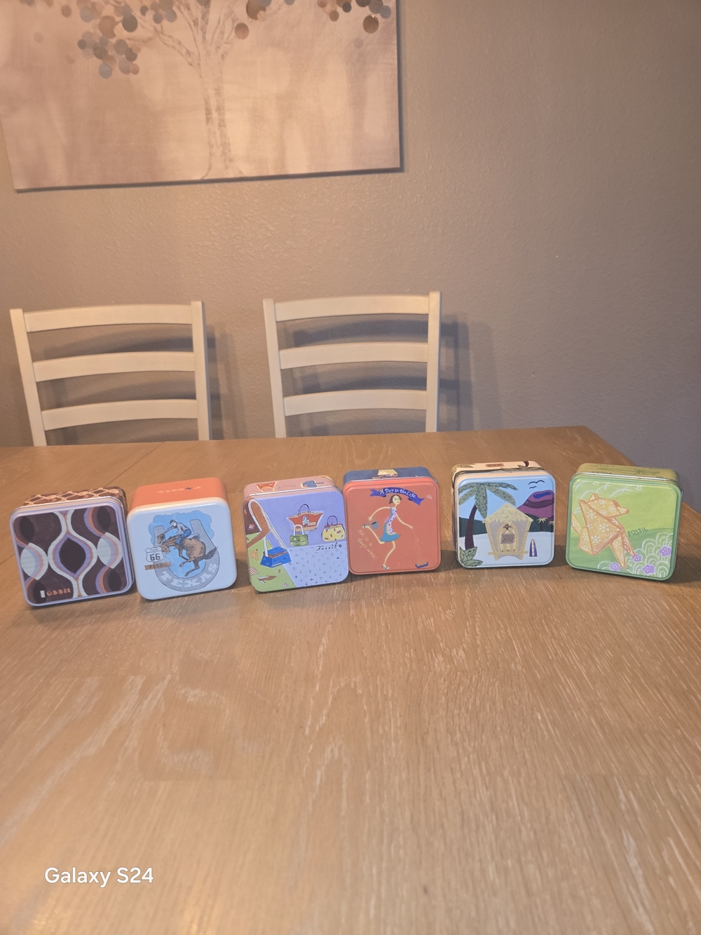 Fossil Watch Tin Lot Of 6 Empty Collectible Tins